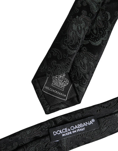 Dolce &amp;amp; Gabbana Mörkgrön Blommig Sidenslips Justerbar Slips
