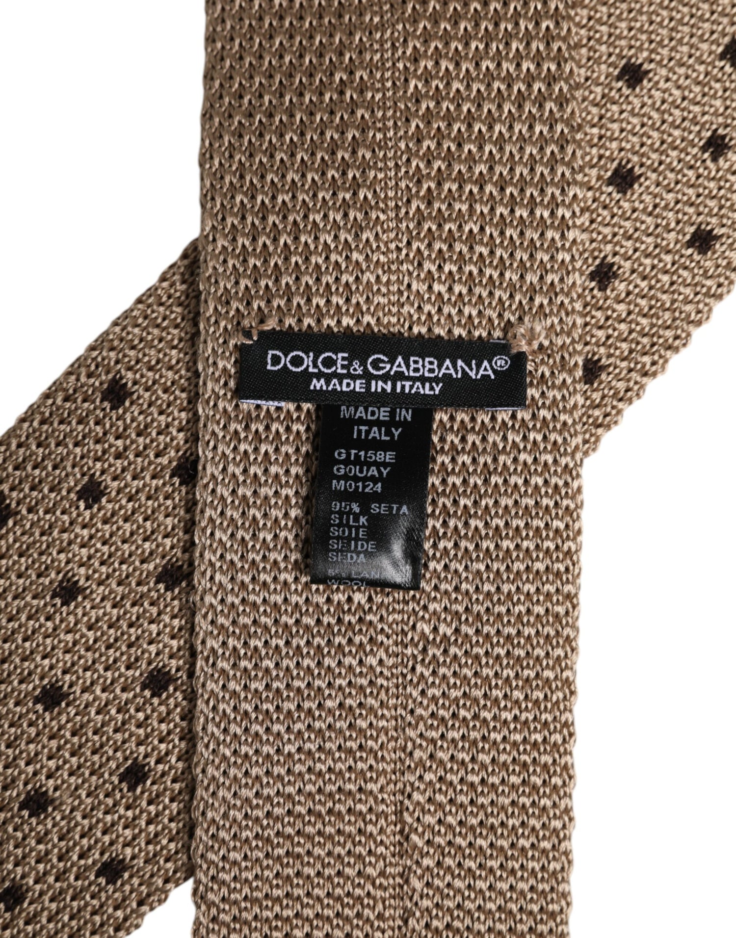 Dolce &amp;amp; Gabbana Beige Prickig Justerbar Sidenslips