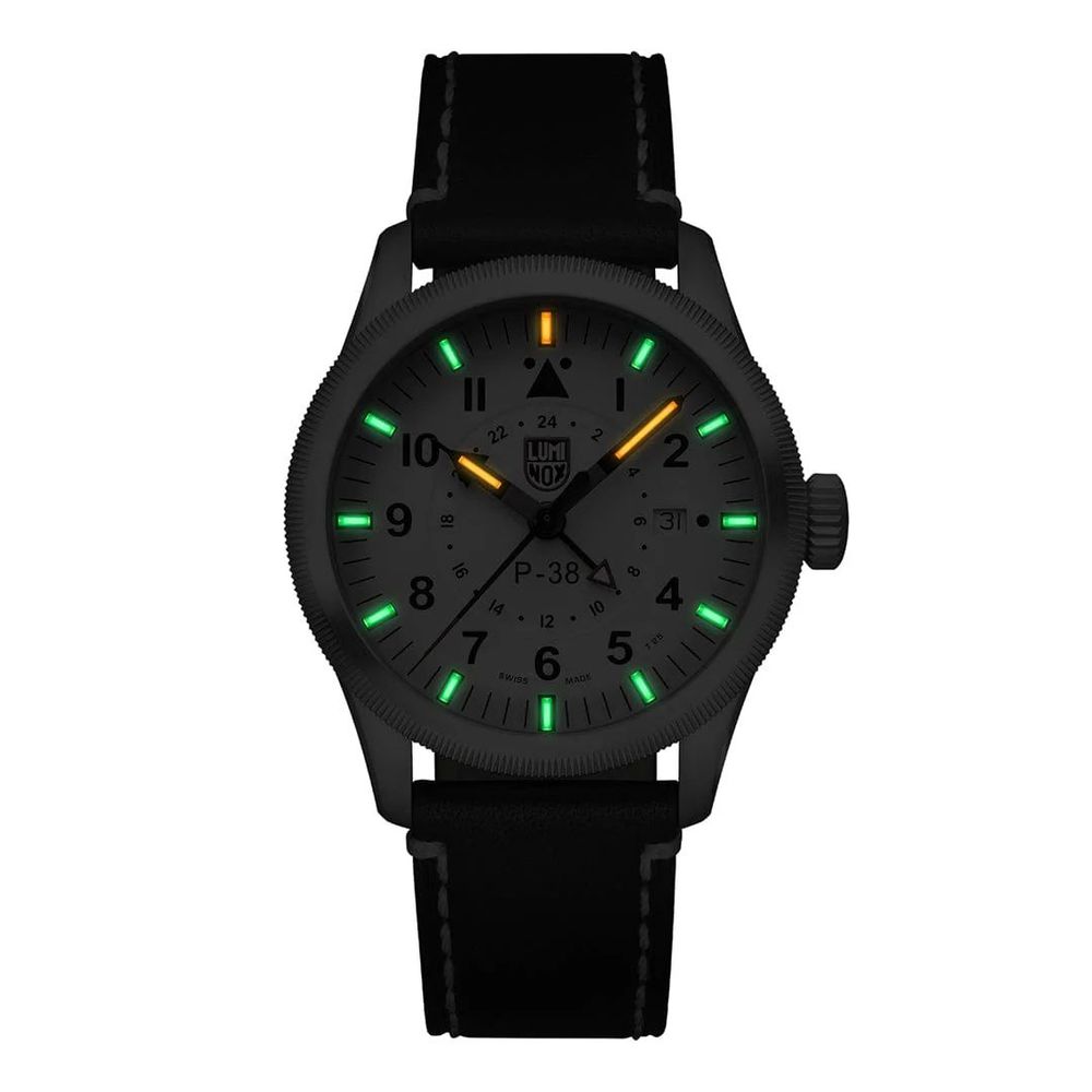 Luminox svart läderklocka