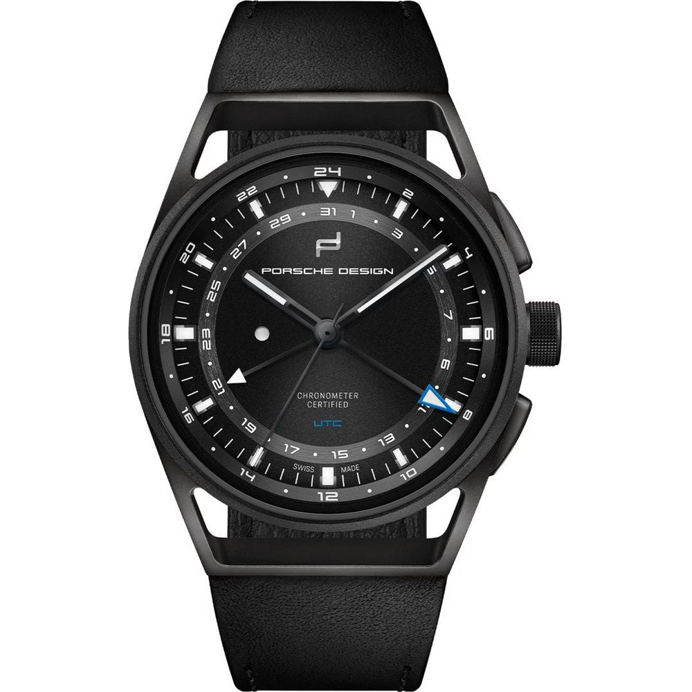 Porsche Design svart läderklocka