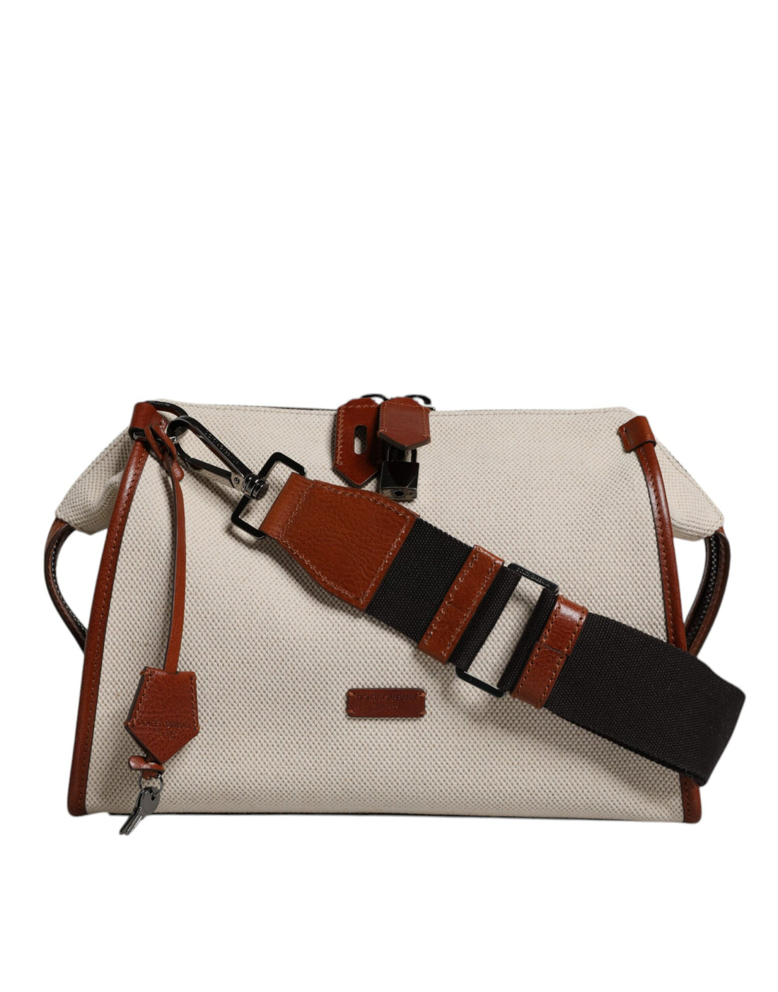 Dolce &amp;amp; Gabbana Beige Brun Duffelväska i Bomullsläder