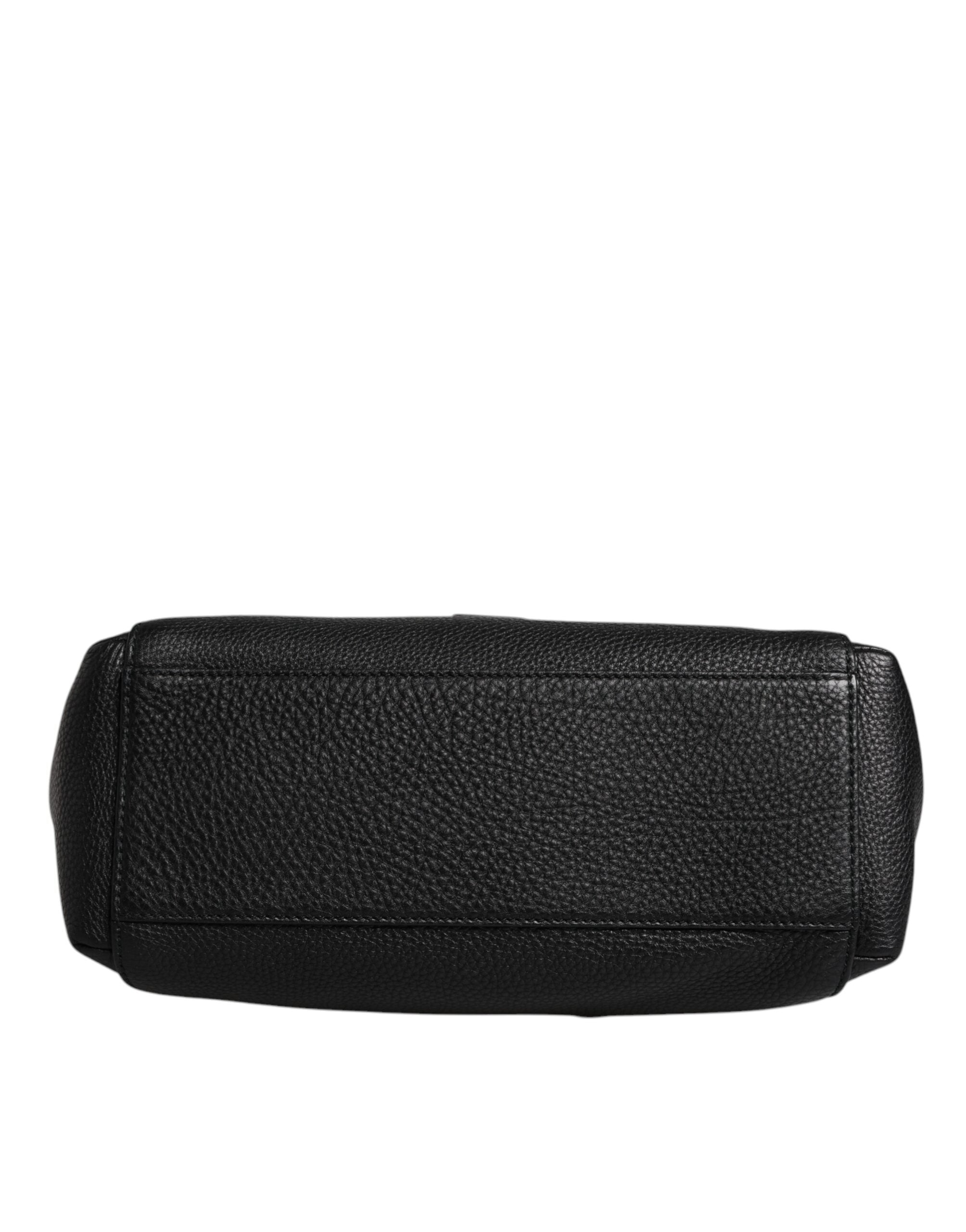 Dolce &amp;amp; Gabbana svart läderväska med logotyp och plack