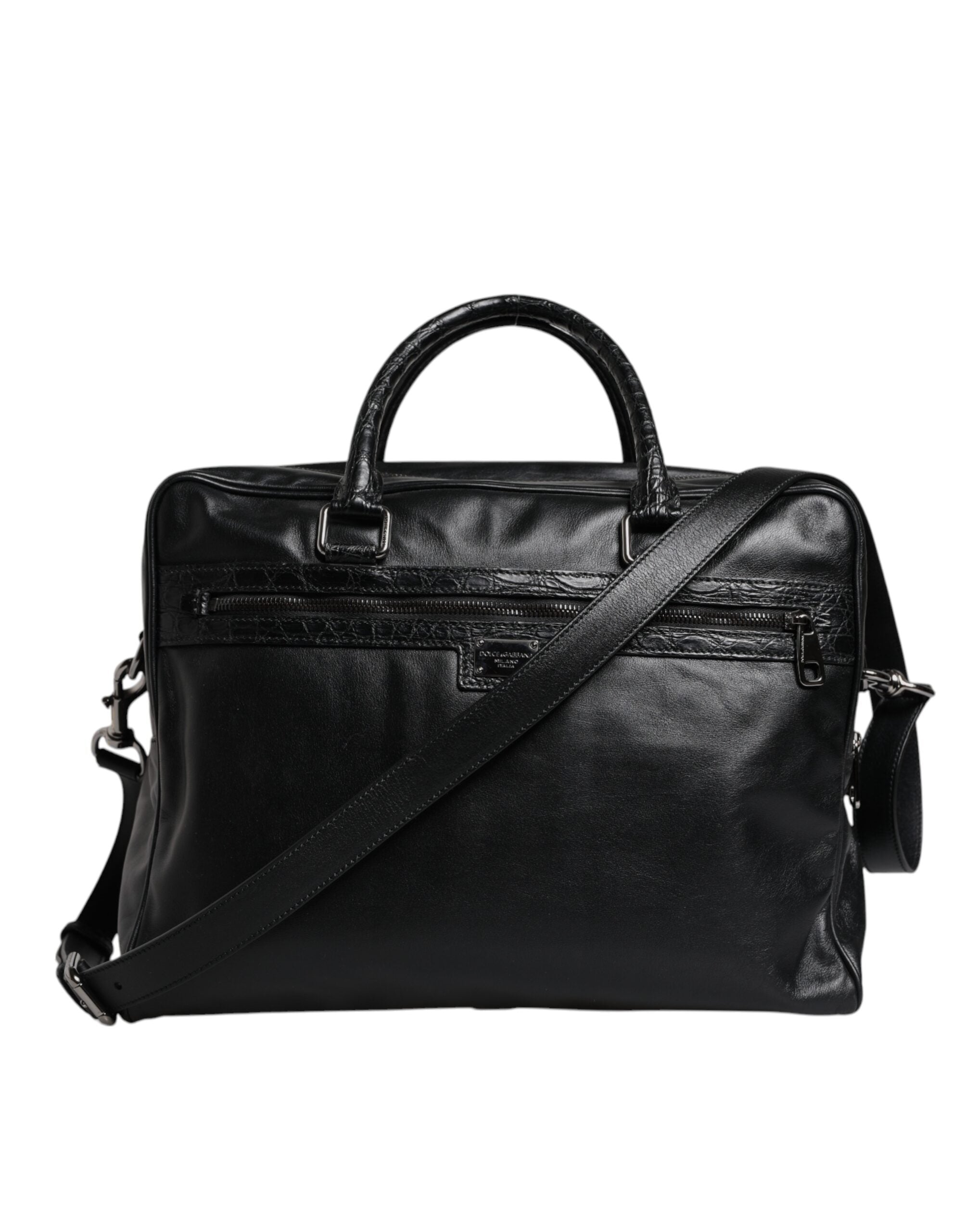 Dolce &amp;amp; Gabbana svart läderväska med axelrem