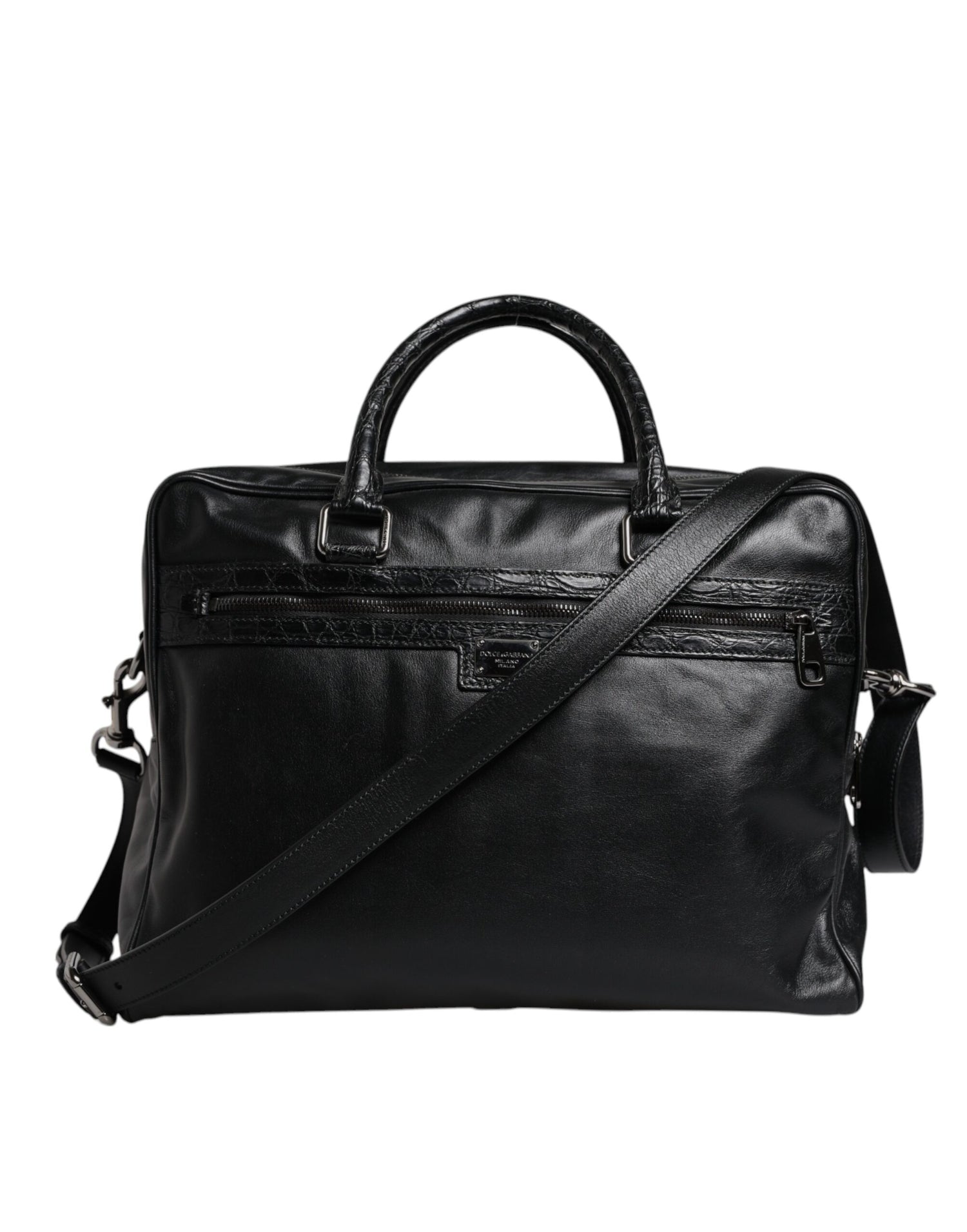 Dolce &amp;amp; Gabbana svart läderväska med axelrem