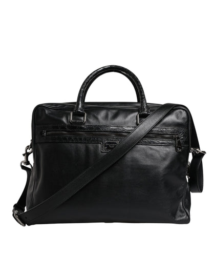 Dolce &amp;amp; Gabbana svart läderväska med axelrem
