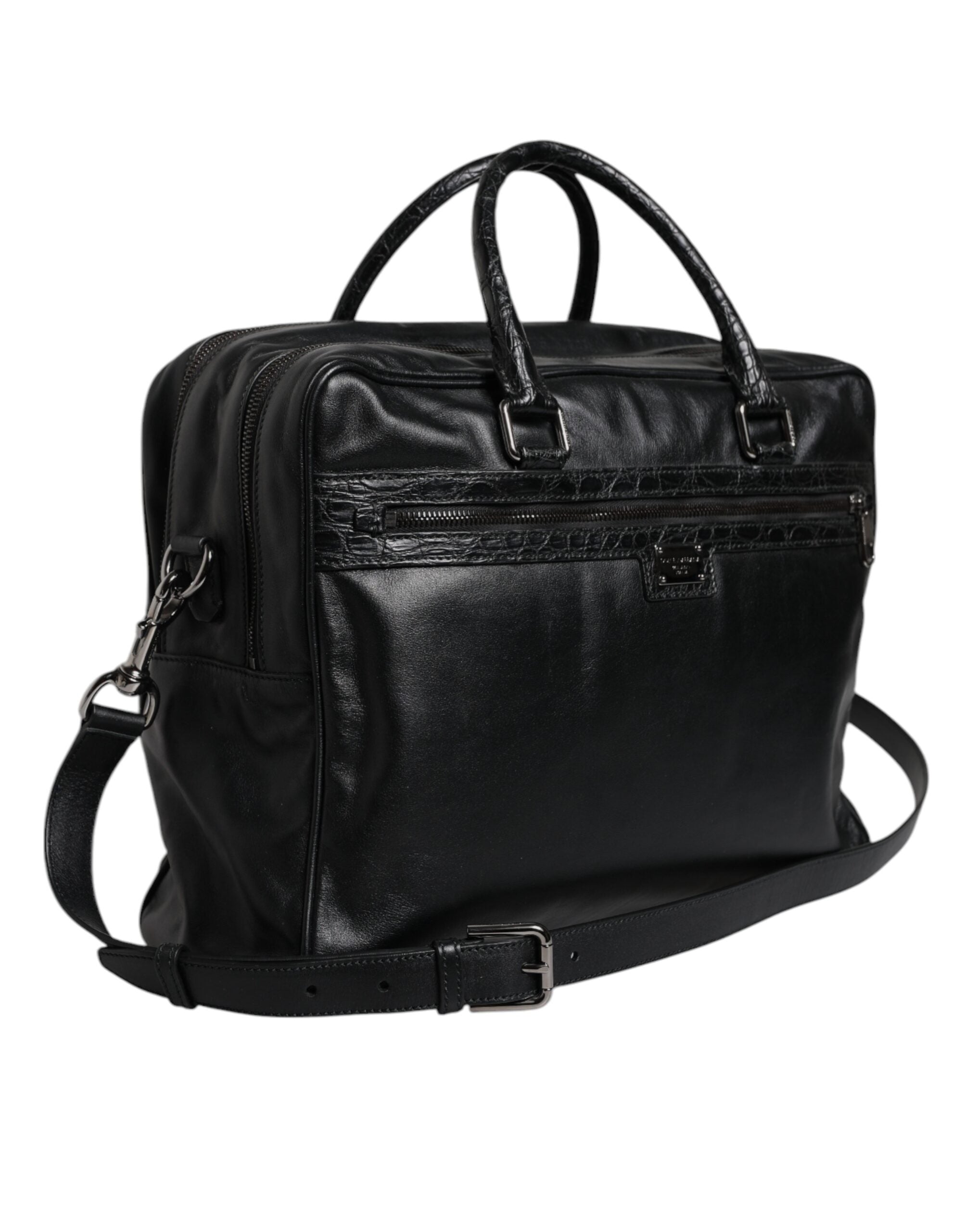 Dolce &amp;amp; Gabbana svart läderväska med axelrem