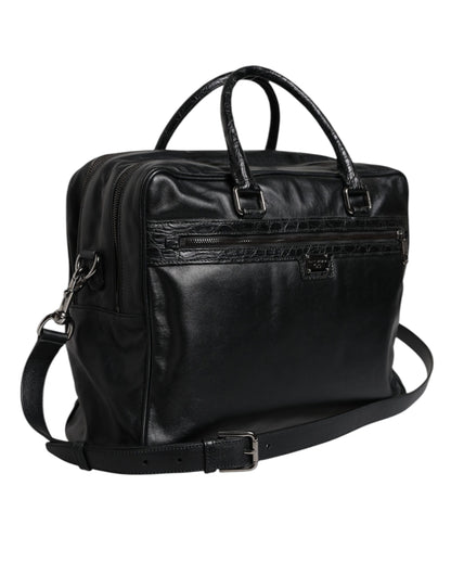 Dolce &amp;amp; Gabbana svart läderväska med axelrem
