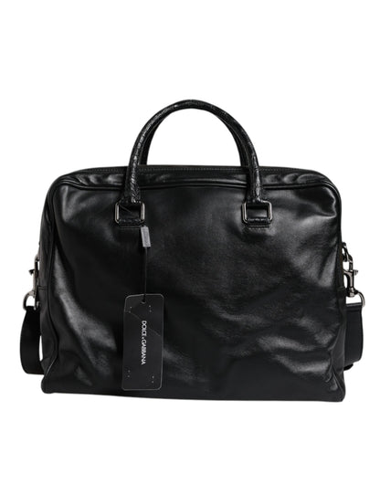 Dolce &amp;amp; Gabbana svart läderväska med axelrem