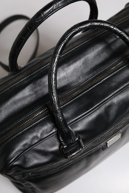 Dolce &amp;amp; Gabbana svart läderväska med axelrem