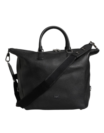 Dolce &amp;amp; Gabbana svart duffelväska i kalvskinn och läder