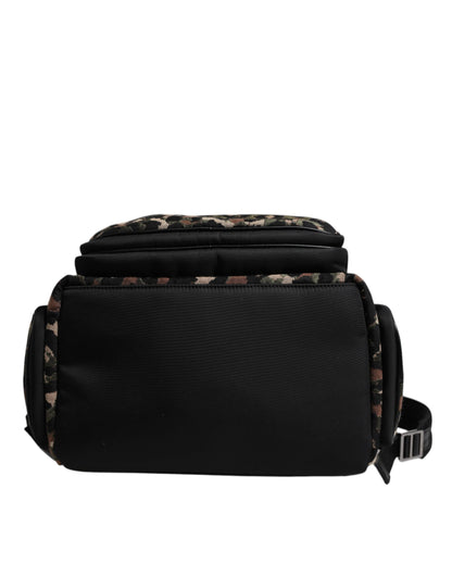 Dolce &amp;amp; Gabbana Flerfärgad Leopardtryck DG Logo Plack Herr Ryggsäck Väska