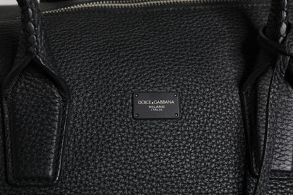 Dolce &amp;amp; Gabbana svart duffelväska i kalvskinn och läder