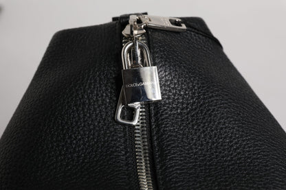 Dolce &amp;amp; Gabbana svart duffelväska i kalvskinn och läder