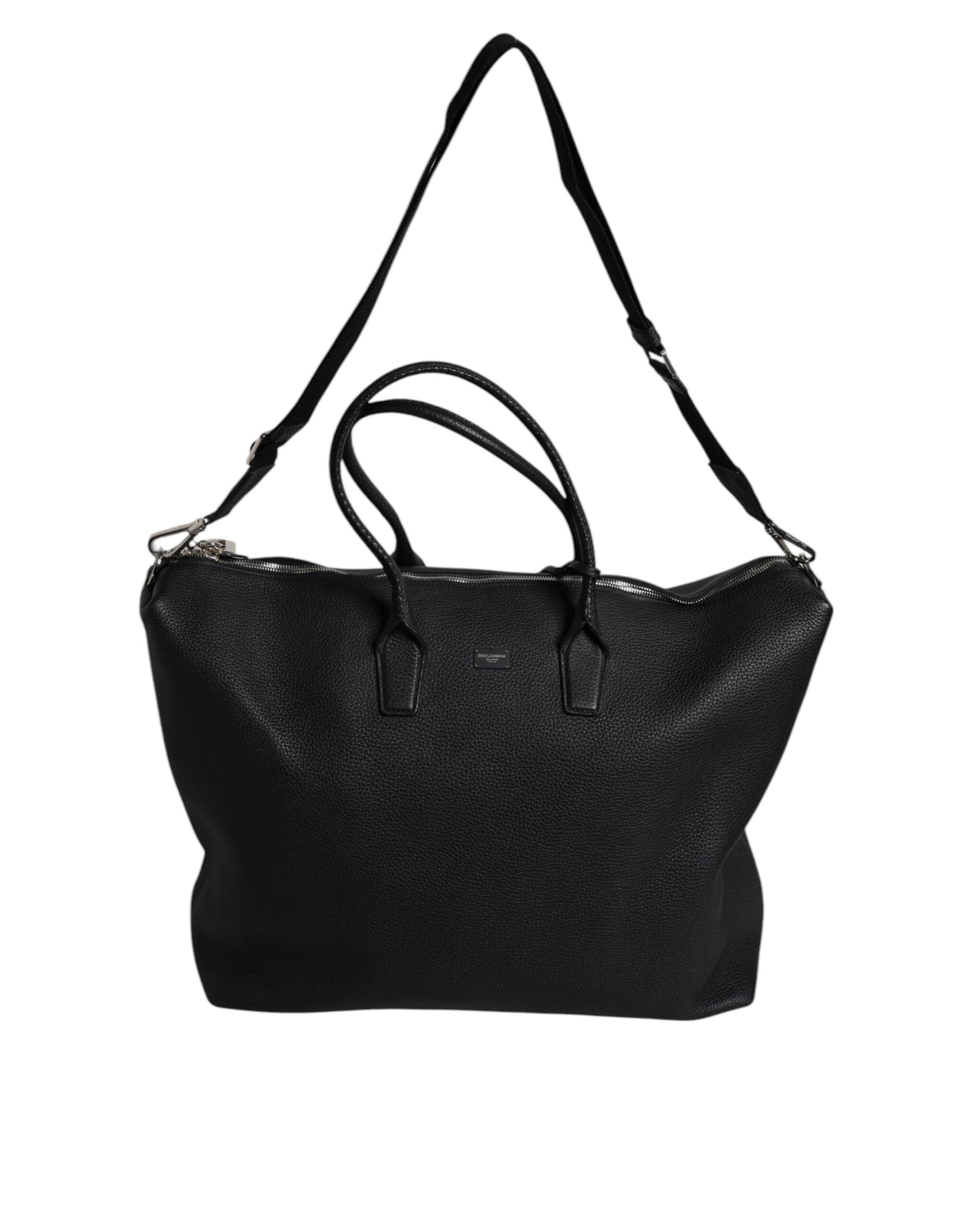 Dolce &amp;amp; Gabbana svart duffelväska i kalvskinn och läder