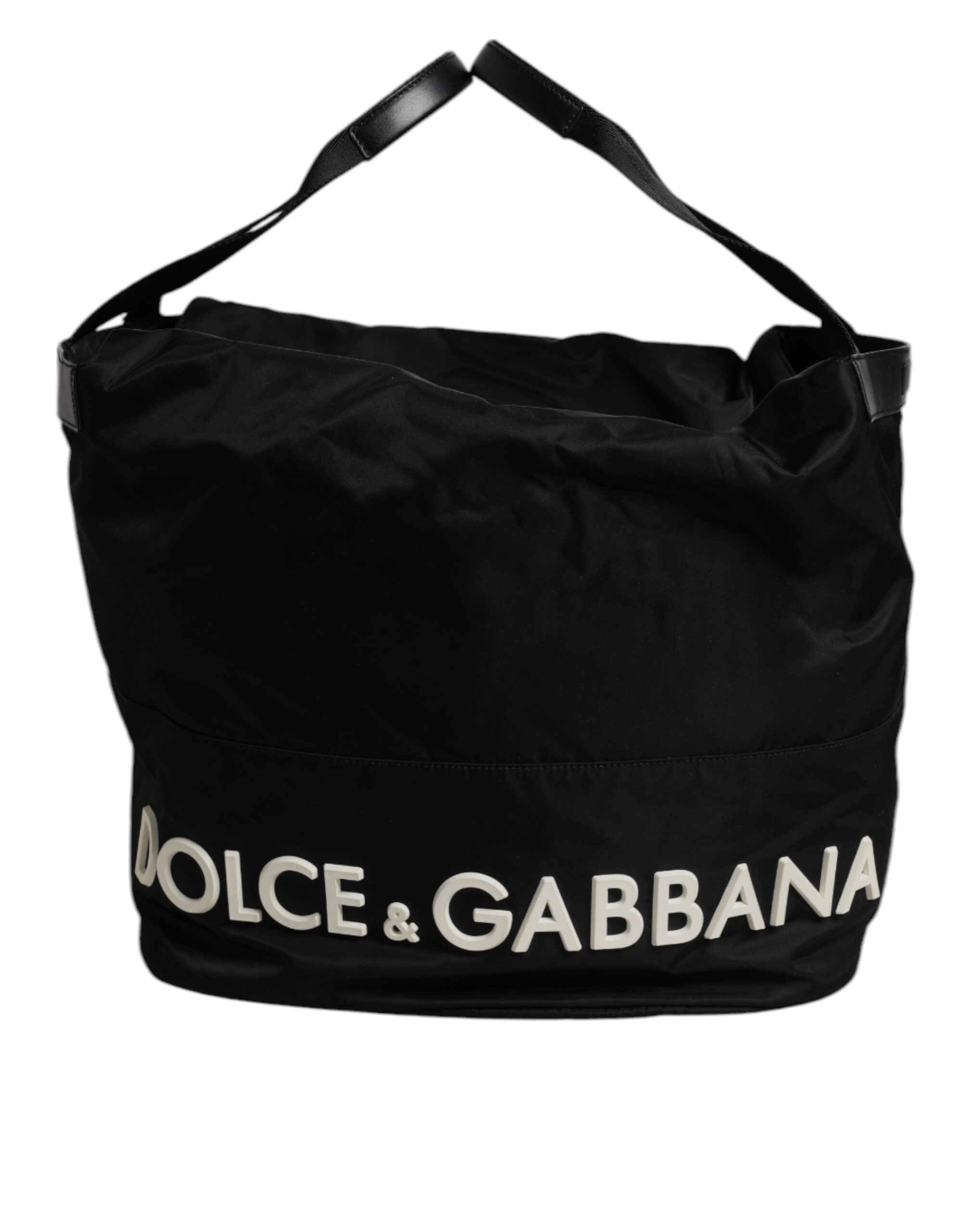 Dolce &amp;amp; Gabbana svart nylonvit ikonisk logotyp axelväska