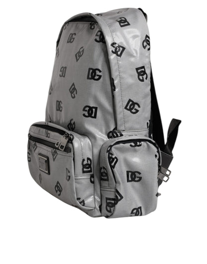 Dolce &amp;amp; Gabbana Polyester Grå Svart DG Logo Plack Ryggsäck Väska