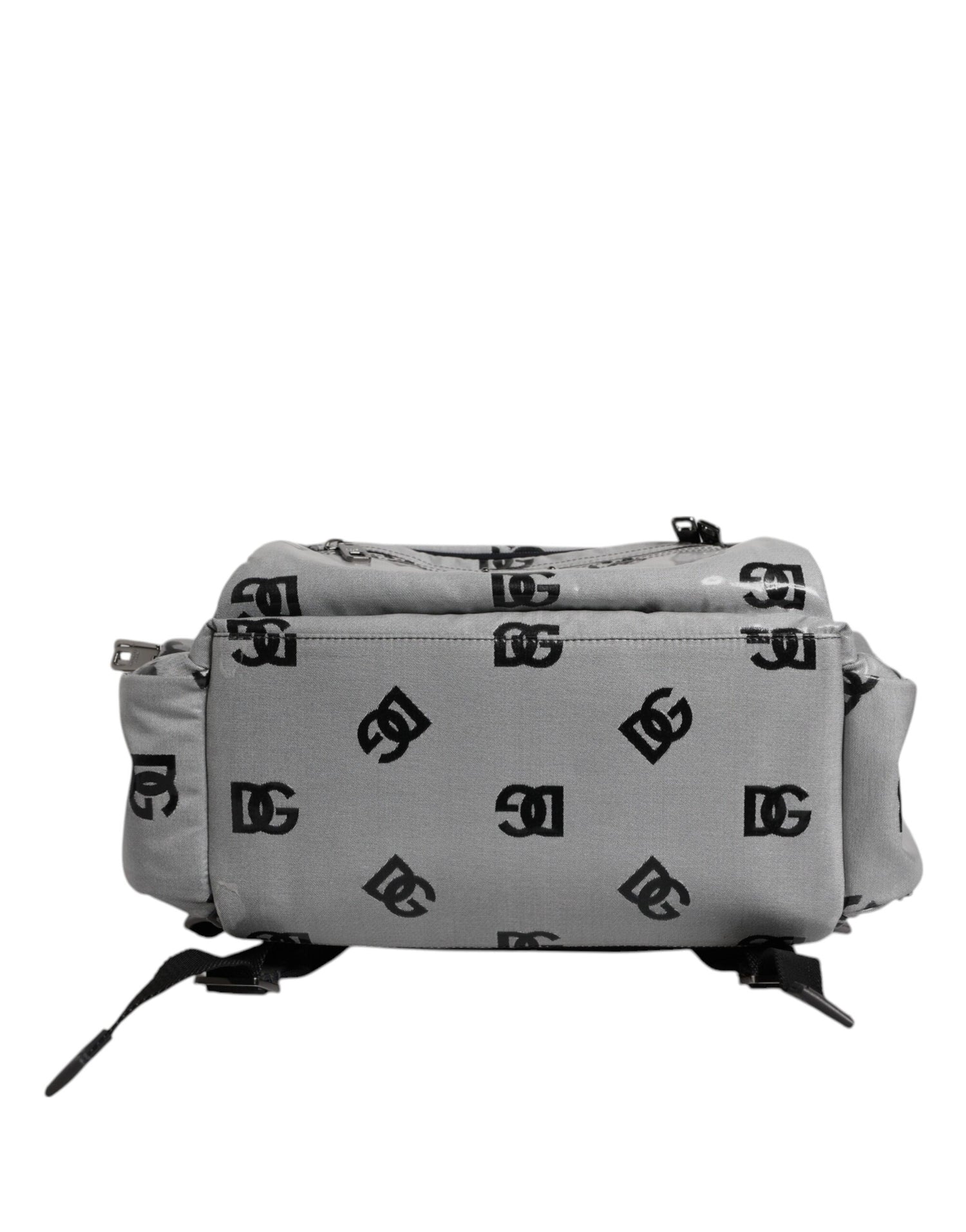 Dolce &amp;amp; Gabbana Polyester Grå Svart DG Logo Plack Ryggsäck Väska
