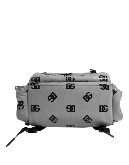 Dolce &amp;amp; Gabbana Polyester Grå Svart DG Logo Plack Ryggsäck Väska