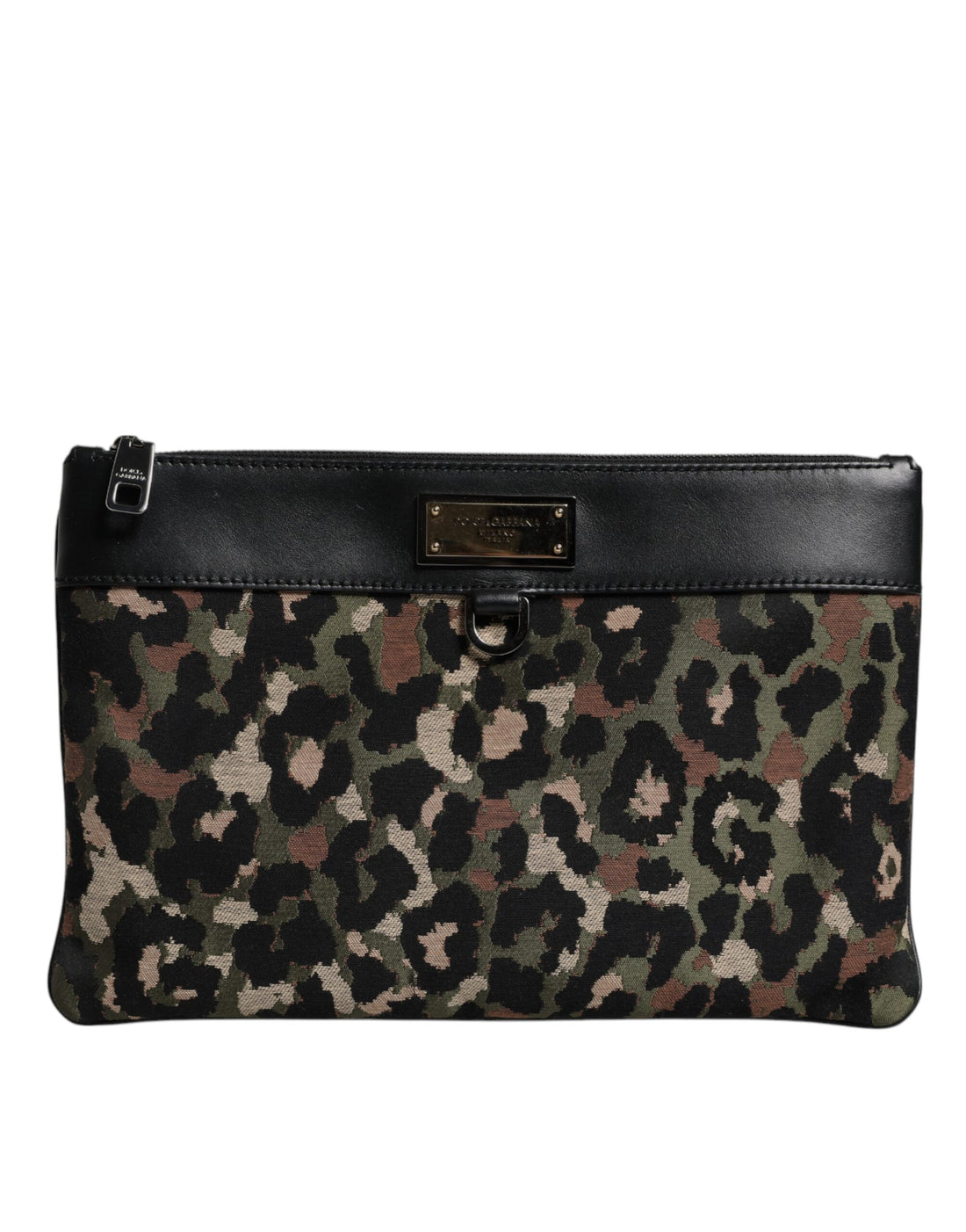 Dolce &amp;amp; Gabbana Flerfärgad Leopard Jacquard Mönstrad Logotyp Plack Väska