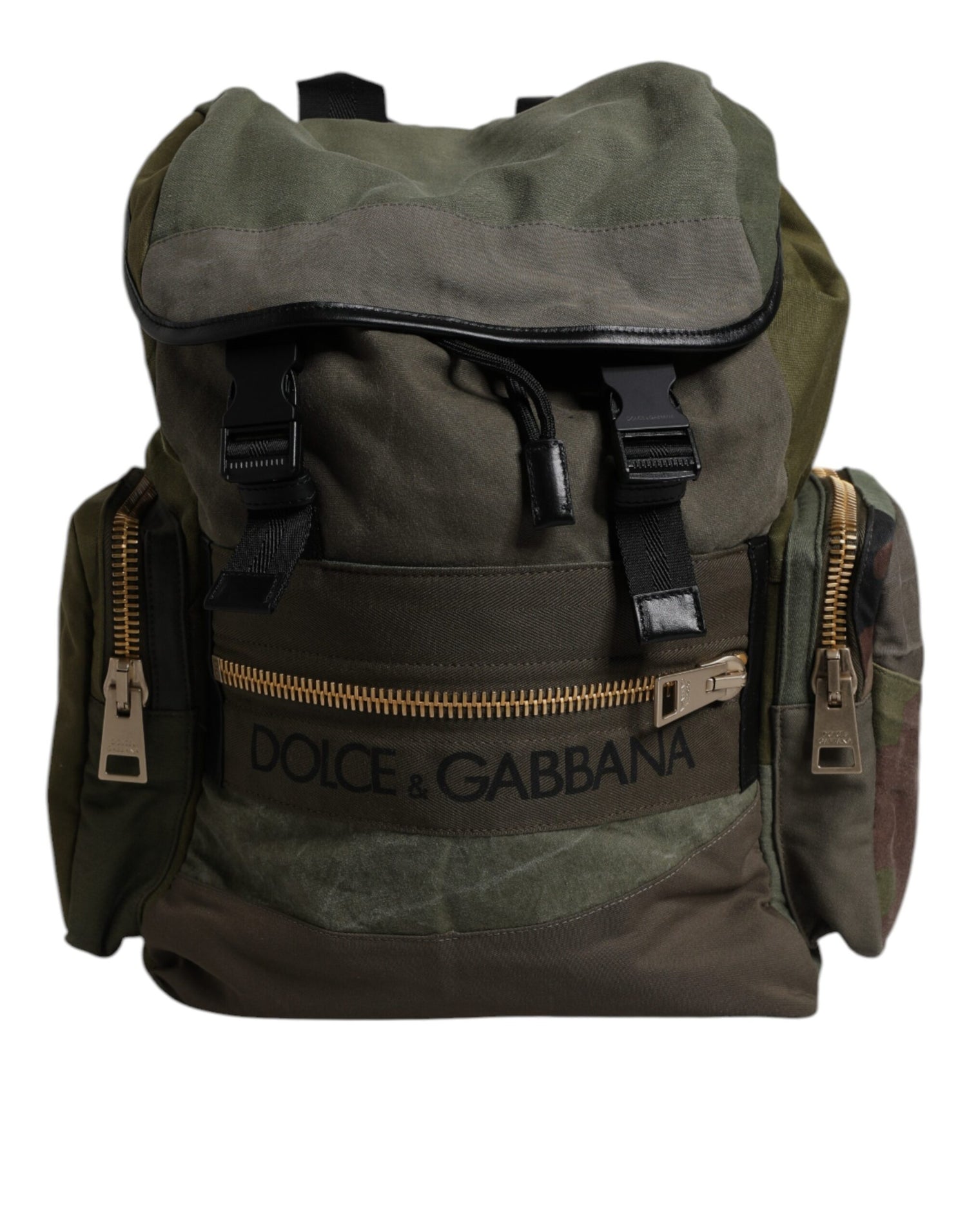 Dolce &amp;amp; Gabbana Militärgrön Patchwork Skolryggsäck