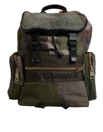 Dolce &amp;amp; Gabbana Militärgrön Patchwork Skolryggsäck
