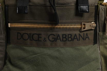 Dolce &amp;amp; Gabbana Militärgrön Patchwork Skolryggsäck