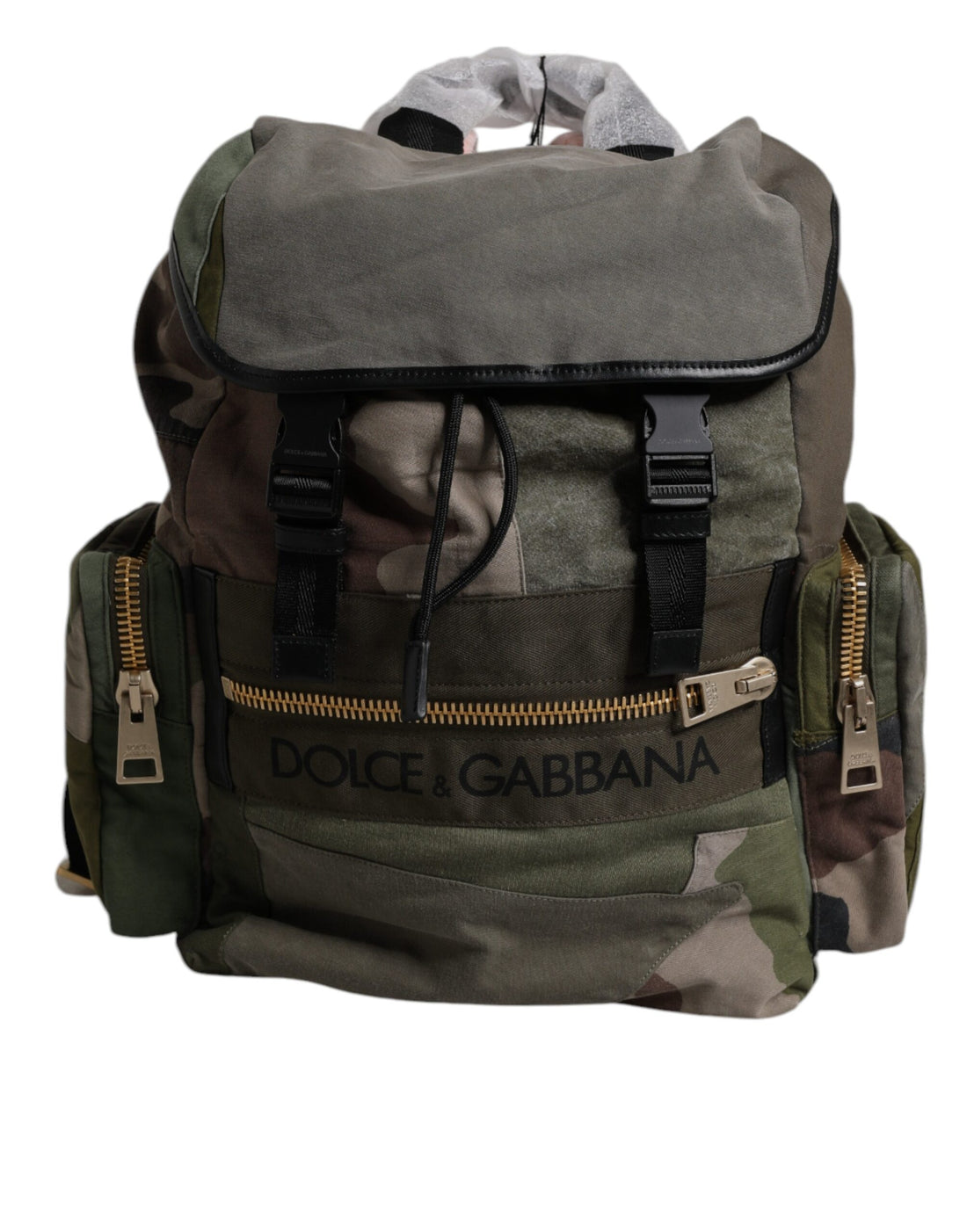 Dolce &amp;amp; Gabbana Militärgrön Patchwork Skolryggsäck