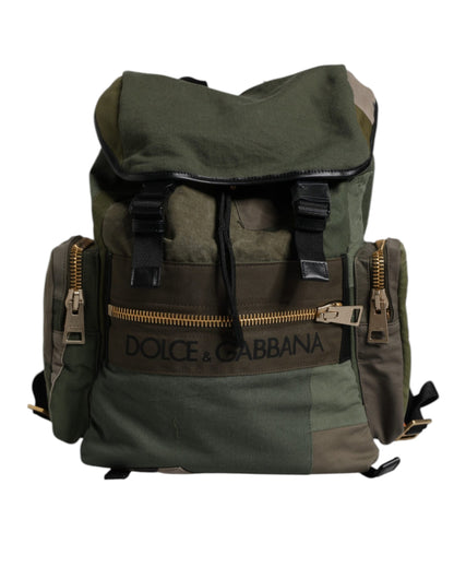 Dolce &amp;amp; Gabbana Militärgrön Patchwork Skolryggsäck