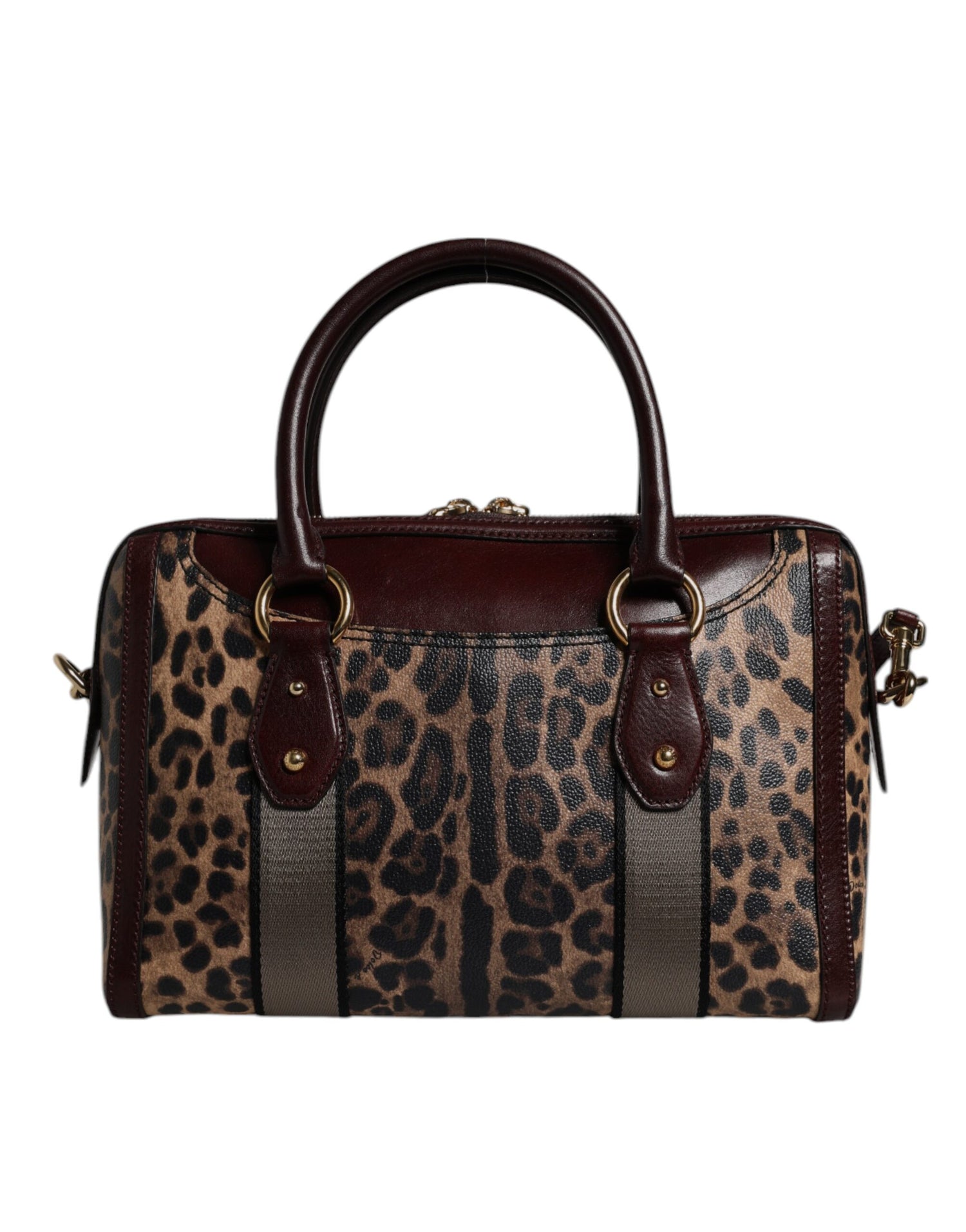 Dolce &amp;amp; Gabbana Brun Leopard Läder Duffelväska med Axelrem