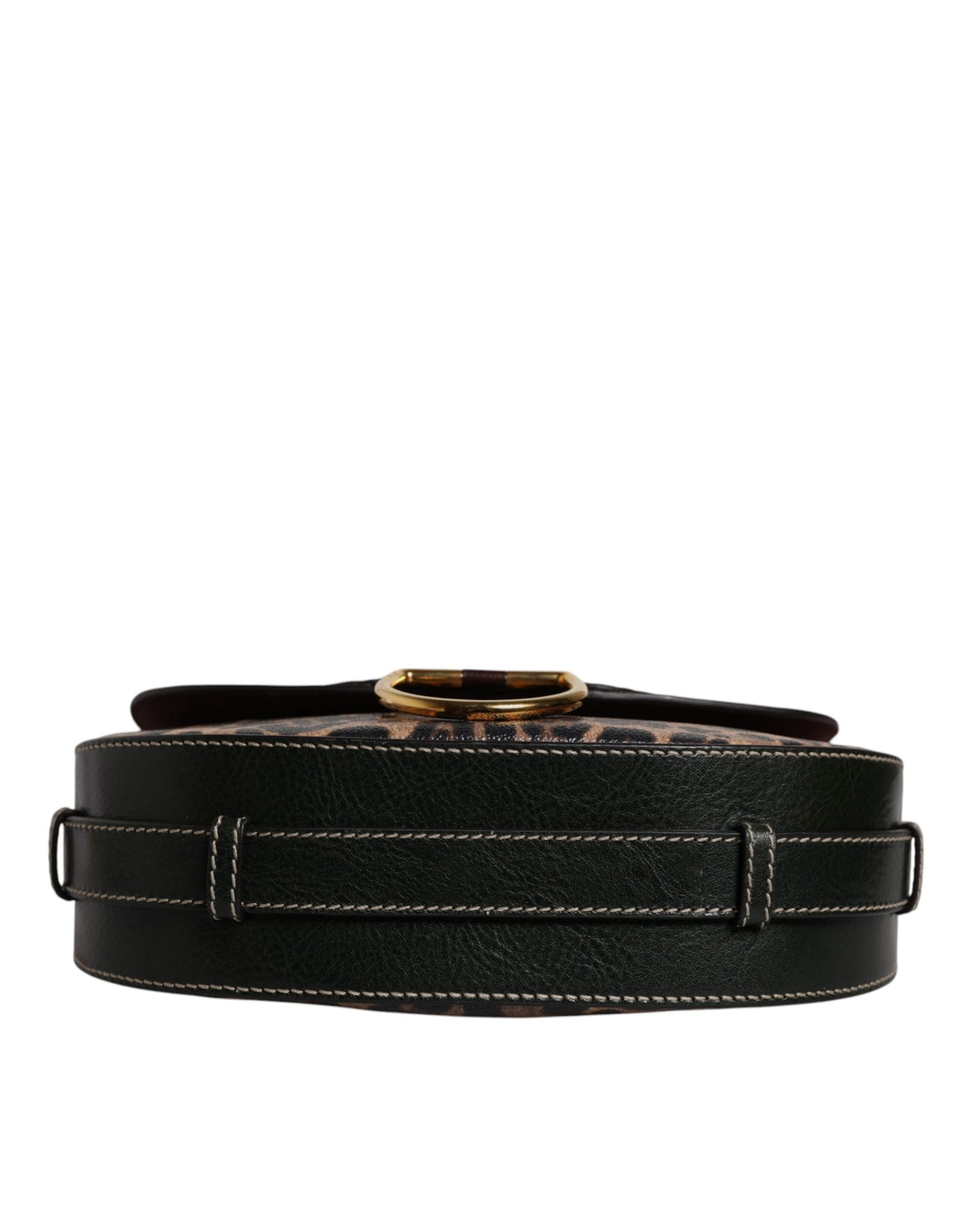 Dolce &amp;amp; Gabbana Svart Brun Leopard Läderväska med Axelrem