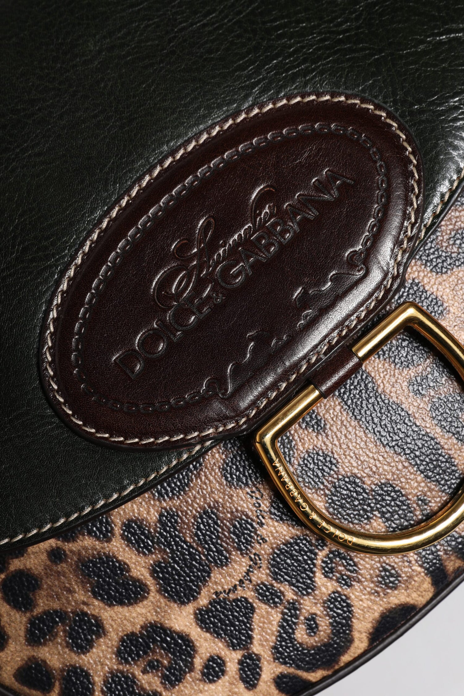 Dolce &amp;amp; Gabbana Svart Brun Leopard Läderväska med Axelrem