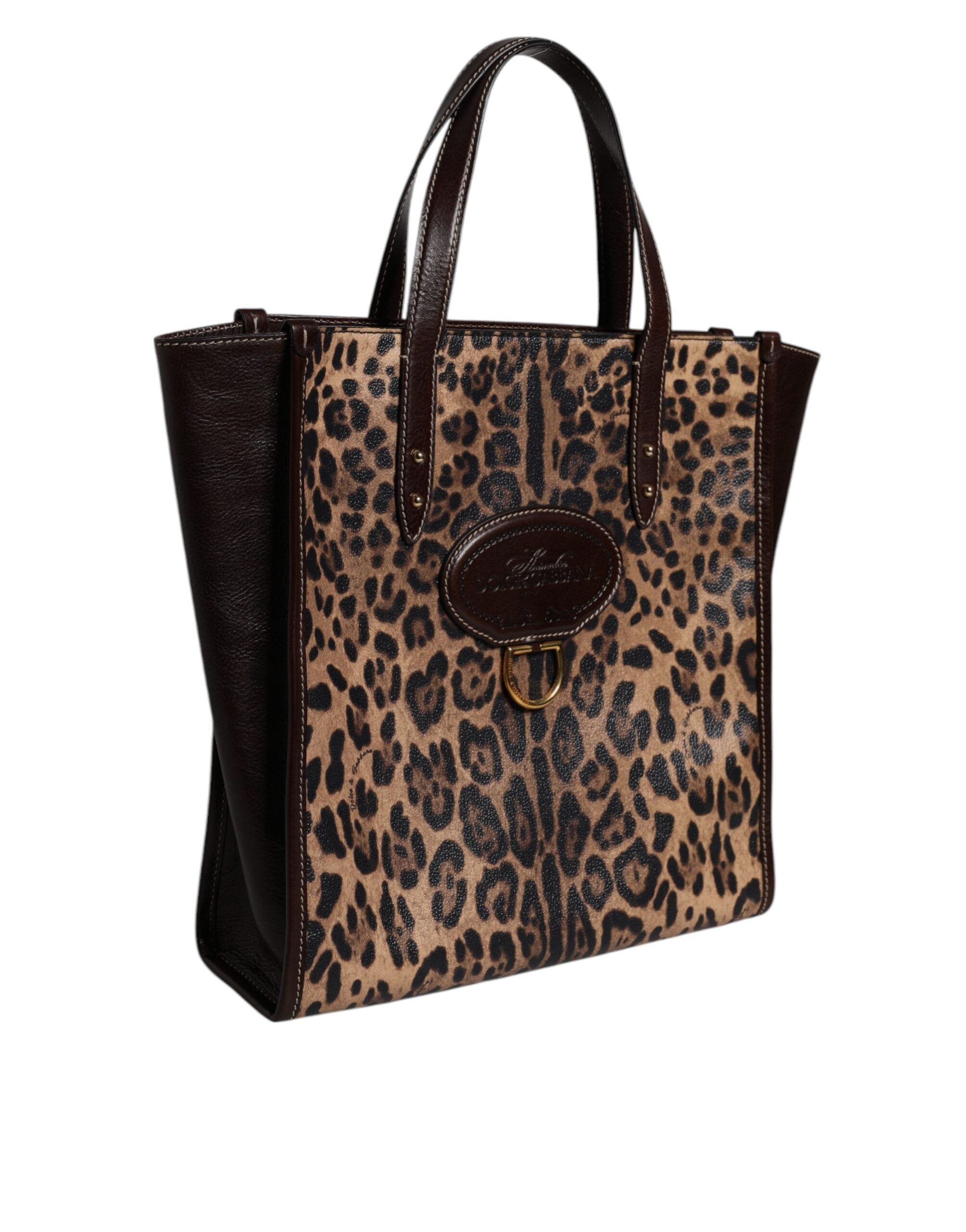 Dolce &amp;amp; Gabbana Brun Leopard Läderväska med Axelrem