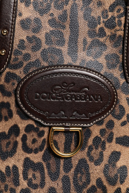 Dolce &amp;amp; Gabbana Brun Leopard Läderväska med Axelrem