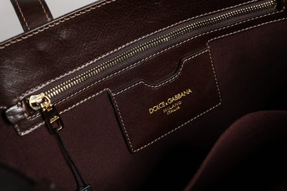 Dolce &amp;amp; Gabbana Brun Leopard Läderväska med Axelrem