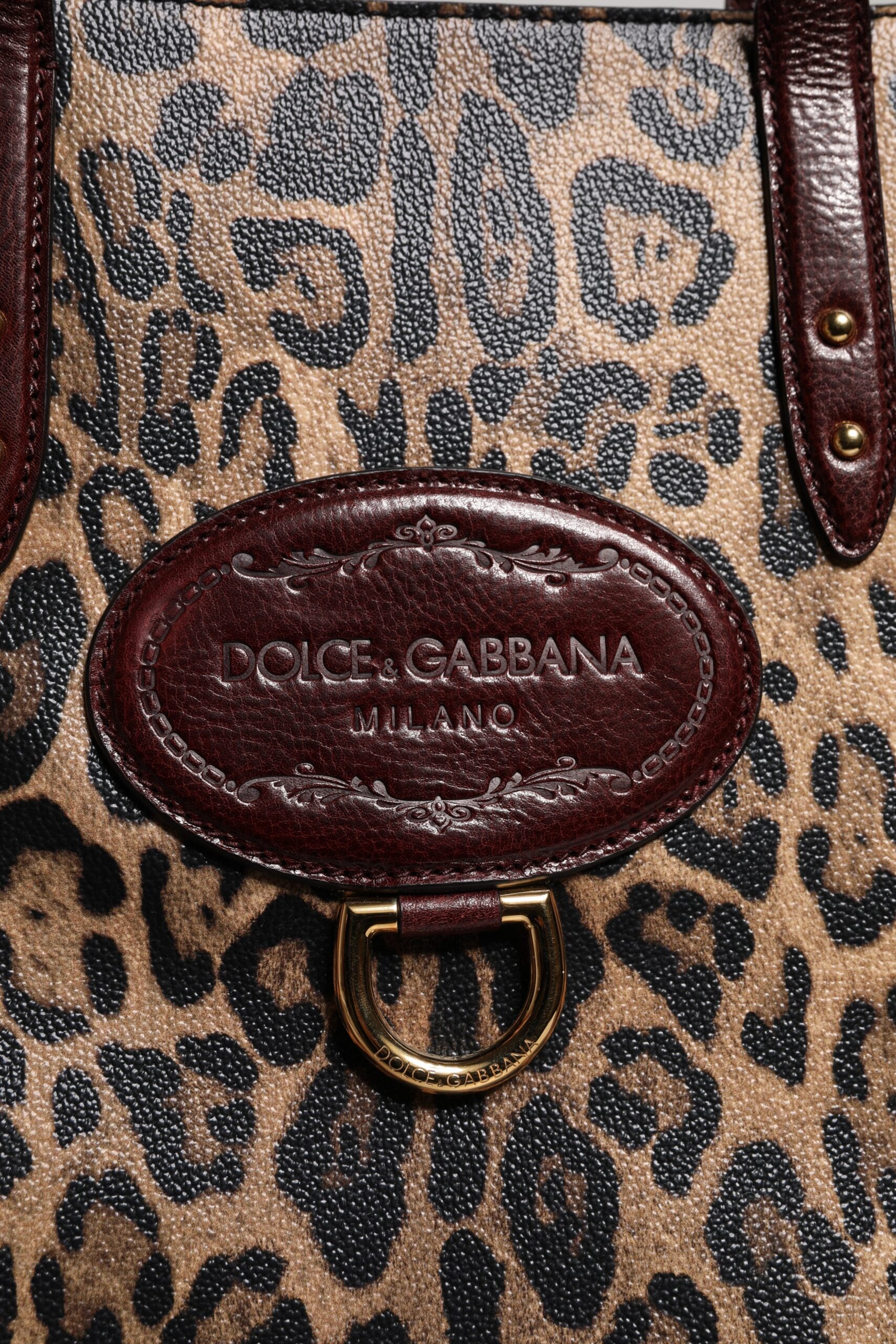 Dolce &amp;amp; Gabbana Brun Leopard Läderväska med Axelrem