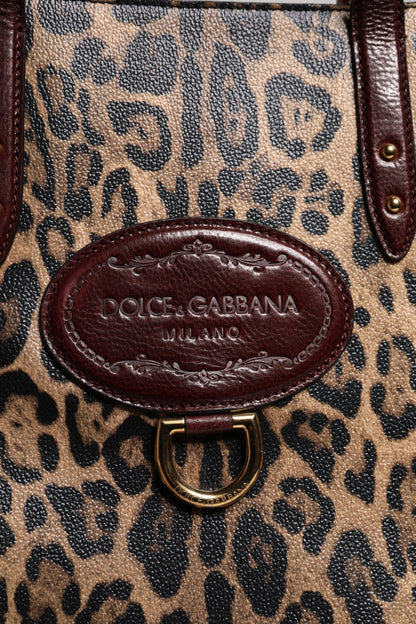 Dolce &amp;amp; Gabbana Brun Leopard Läderväska med Axelrem