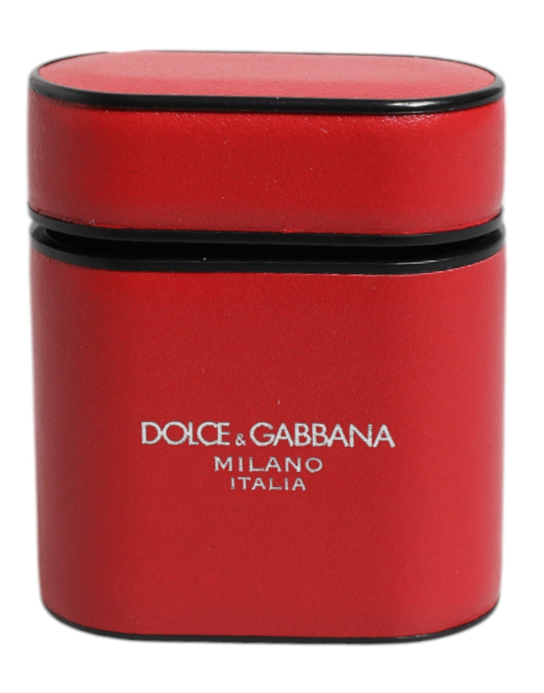 Dolce &amp;amp; Gabbana Rött Kalvskinnsfodral med Logotyptryck och Flipfodral till Airpods