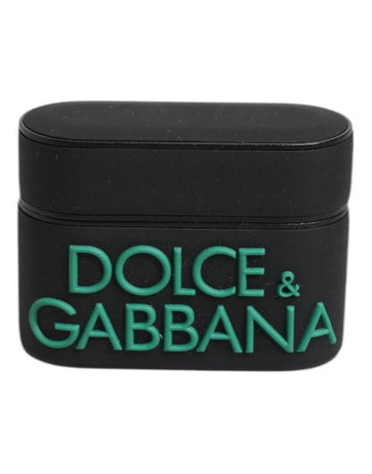 Dolce &amp;amp; Gabbana Svart Orange Silikonfodral med Präglad Logotyp till Airpods