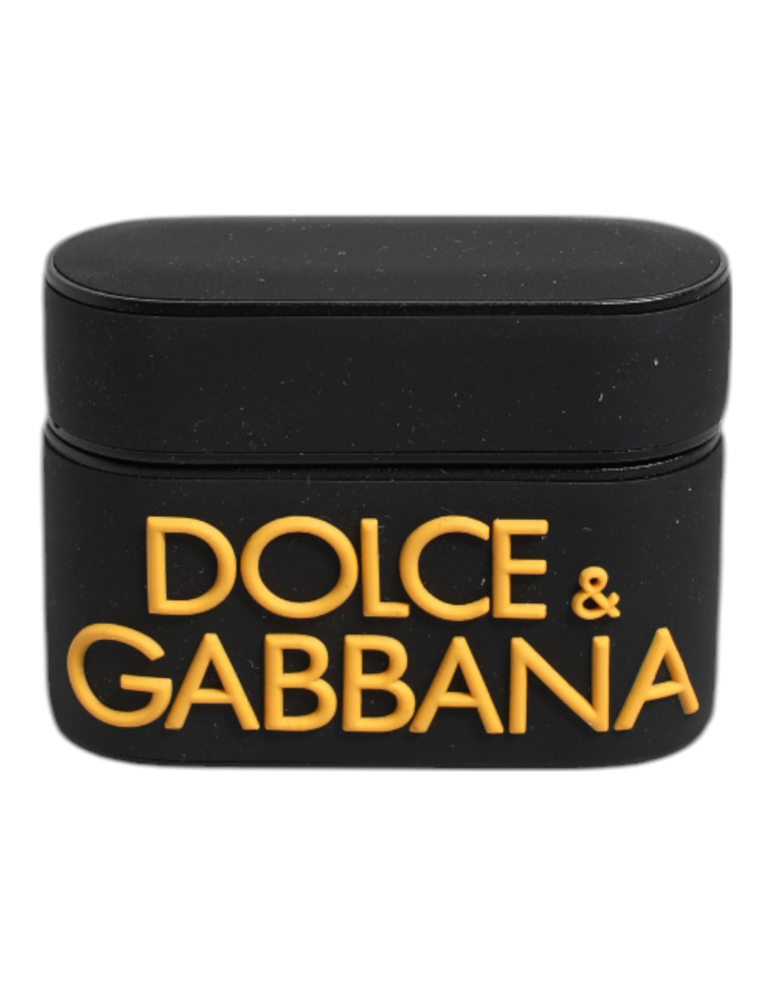 Dolce &amp;amp; Gabbana Svart Gult Silikonfodral med Präglad Logotyp till Airpods