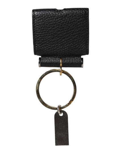 Dolce &amp;amp; Gabbana Svart Läderarmband Guldfärgad Metalllogotypplack Airpods-skal