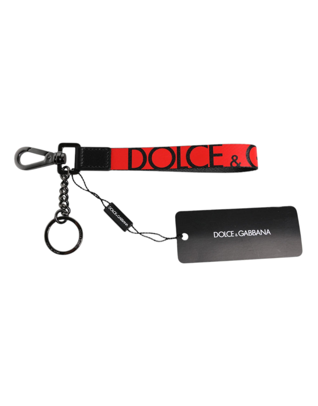 Dolce &amp;amp; Gabbana Röd Logotyp Nylon Silver Mässing Herr Hållare Nyckelring