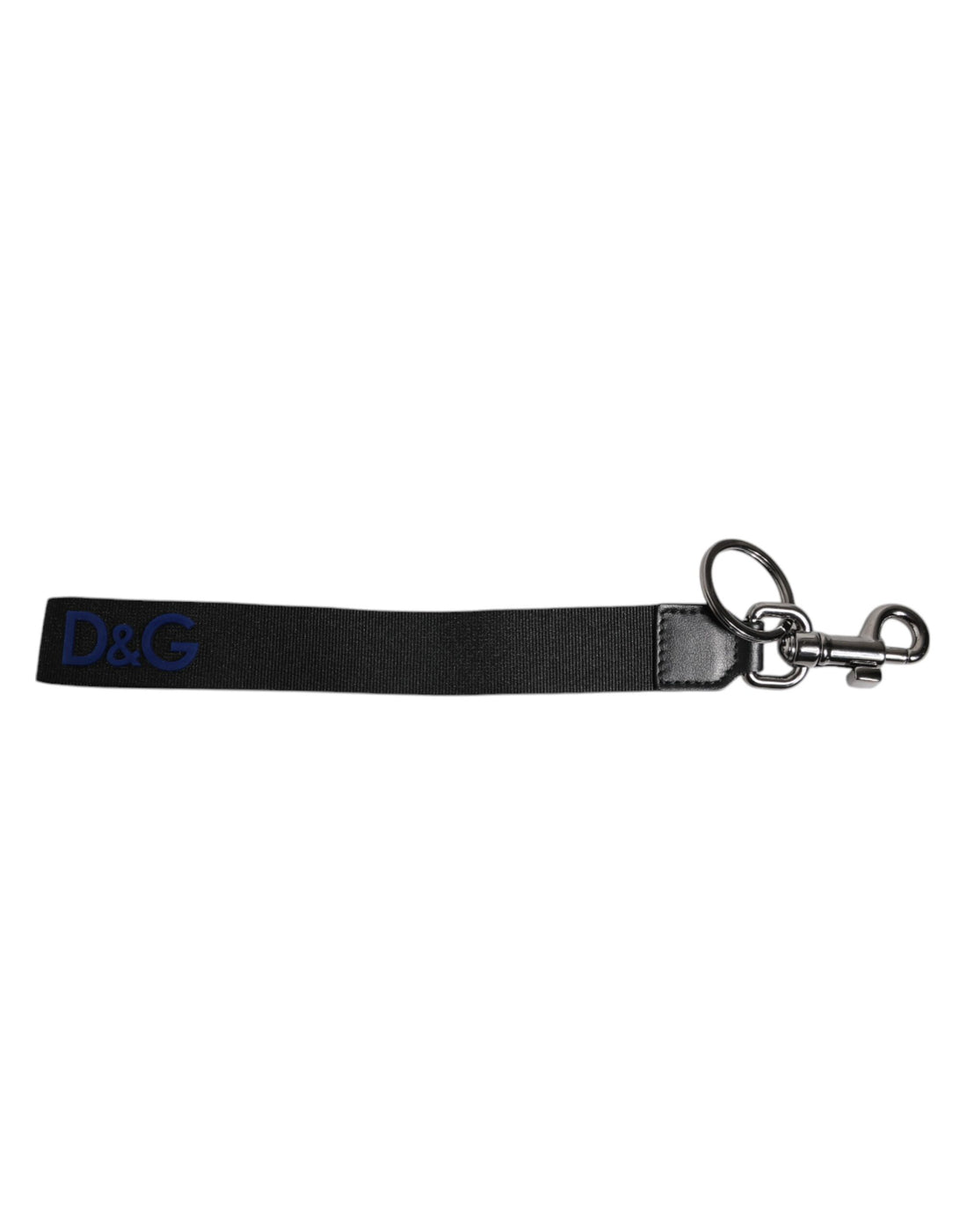 Dolce &amp;amp; Gabbana Svart Logotyp Nylon Silver Mässing Herr Hållare Nyckelring