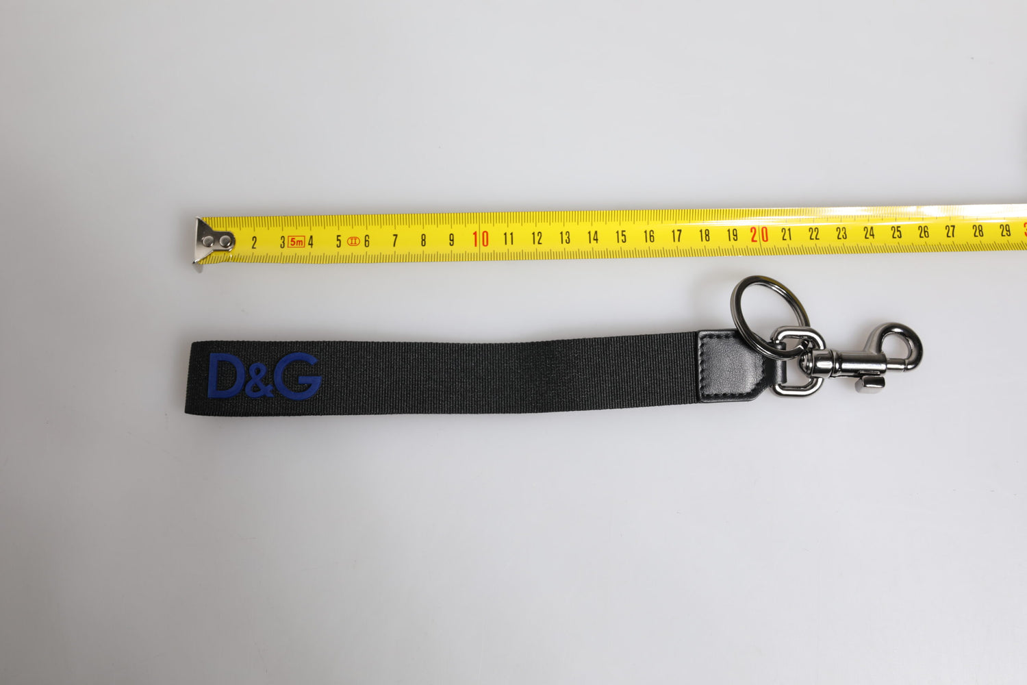 Dolce &amp;amp; Gabbana Svart Logotyp Nylon Silver Mässing Herr Hållare Nyckelring