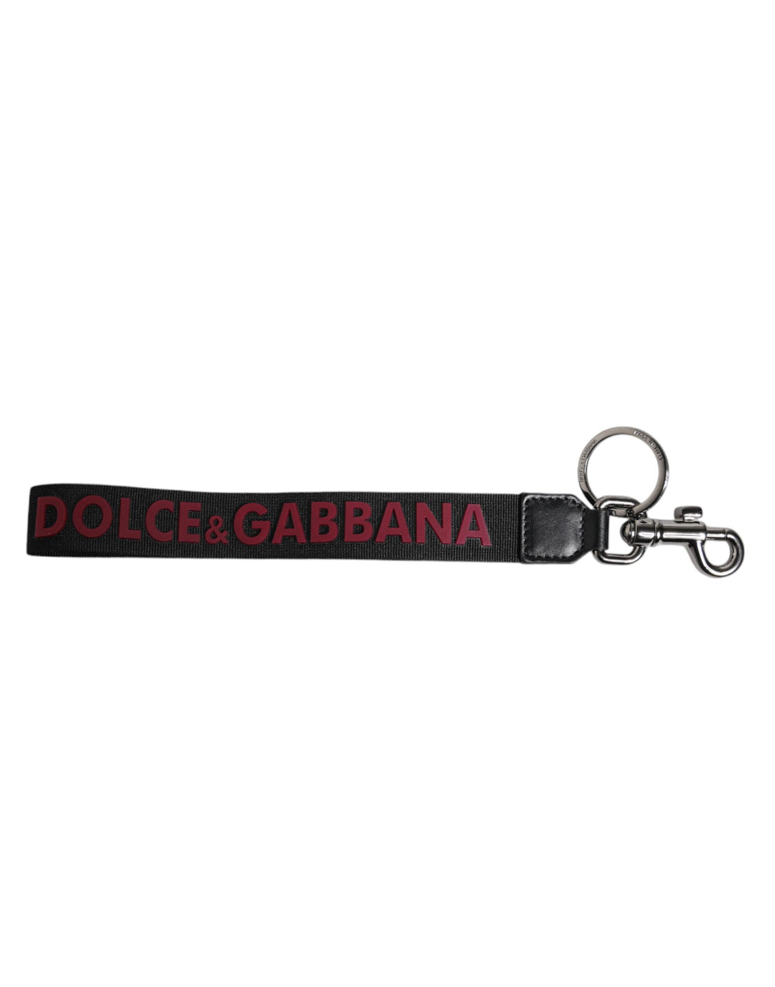 Dolce &amp;amp; Gabbana Svart Logotyp Nylon Silver Mässing Herr Hållare Nyckelring