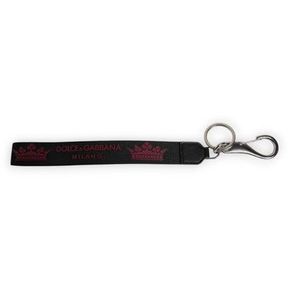 Dolce &amp;amp; Gabbana svart nylonlogotyp DG Crown herrnyckelring