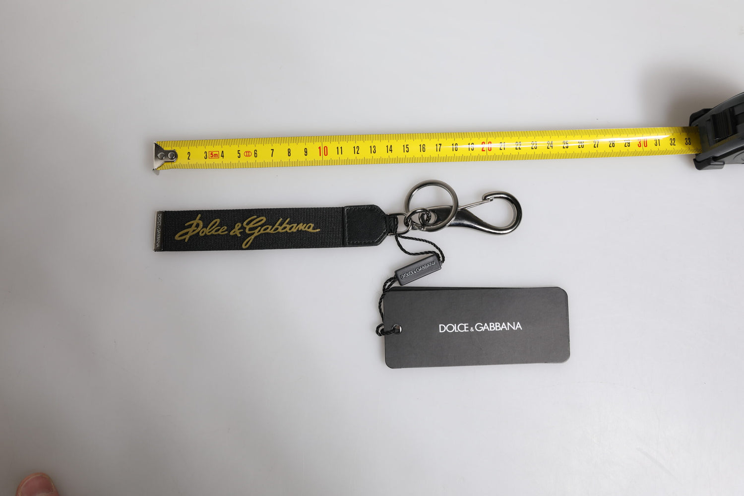 Dolce &amp;amp; Gabbana Svart Logotyp Nylon Silver Mässing Herr Hållare Nyckelring