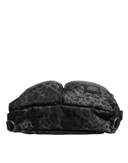 Dolce &amp;amp; Gabbana Svart Grå Leopard DG Logotyp Midjeväska
