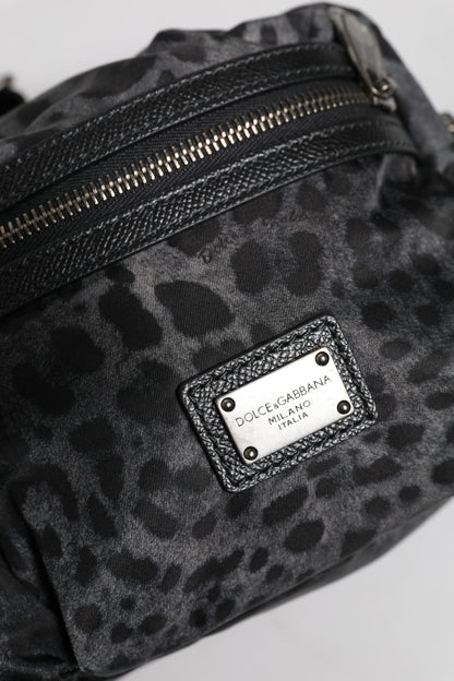 Dolce &amp;amp; Gabbana Svart Grå Leopard DG Logotyp Midjeväska
