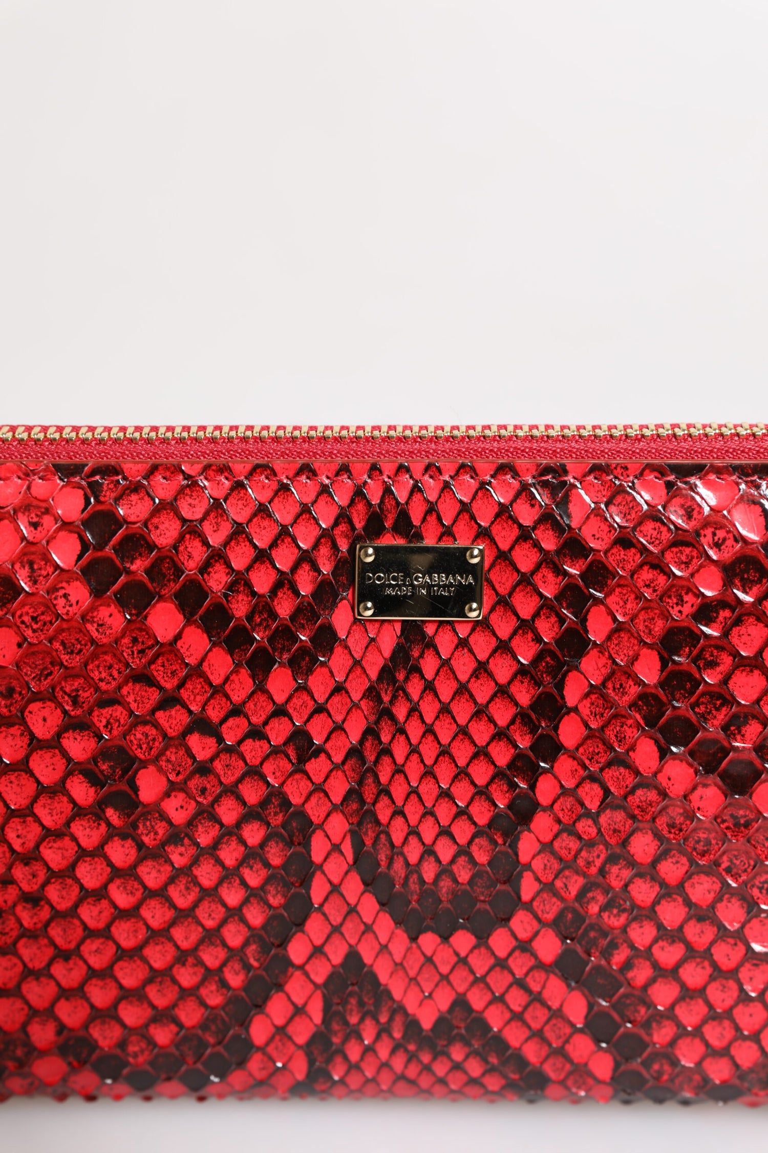 Dolce &amp;amp; Gabbana Röd Exotisk Läderväska med Dragkedja och Continental Clutch