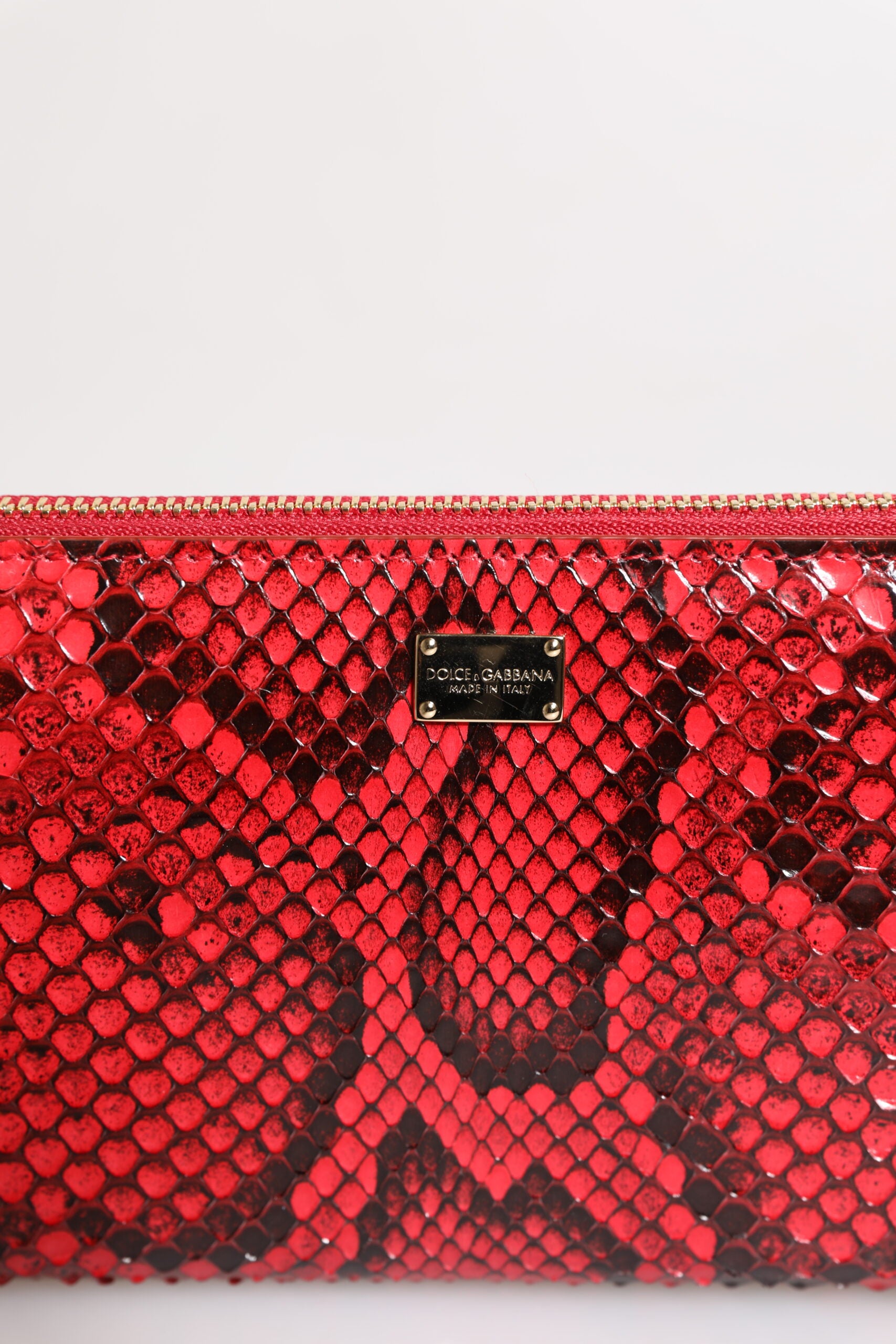 Dolce &amp;amp; Gabbana Röd Exotisk Läderväska med Dragkedja och Continental Clutch